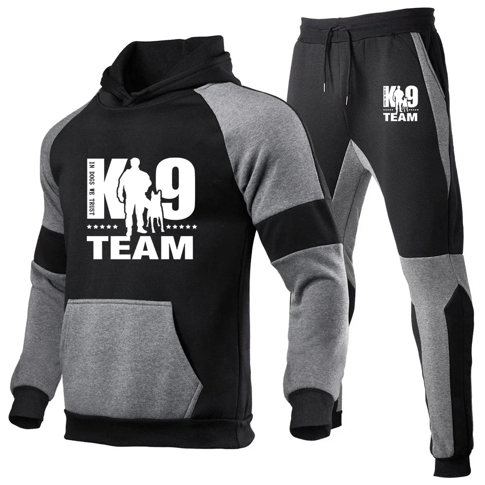 2024 novos homens treinador k9 equipe k9 unidade malinois conjunto com capuz moletom com capuz + moletom jogging pulôver terno esportivo