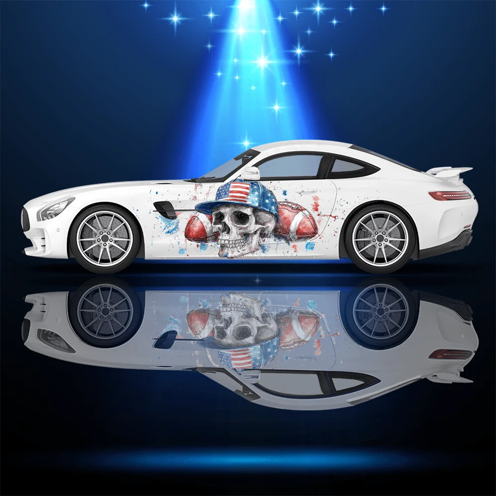 2PCS Rugby Skull Star Player Sticker Full Body Decal Cover Scratch Protection Car Sticker Waterproof car vinyl wraps