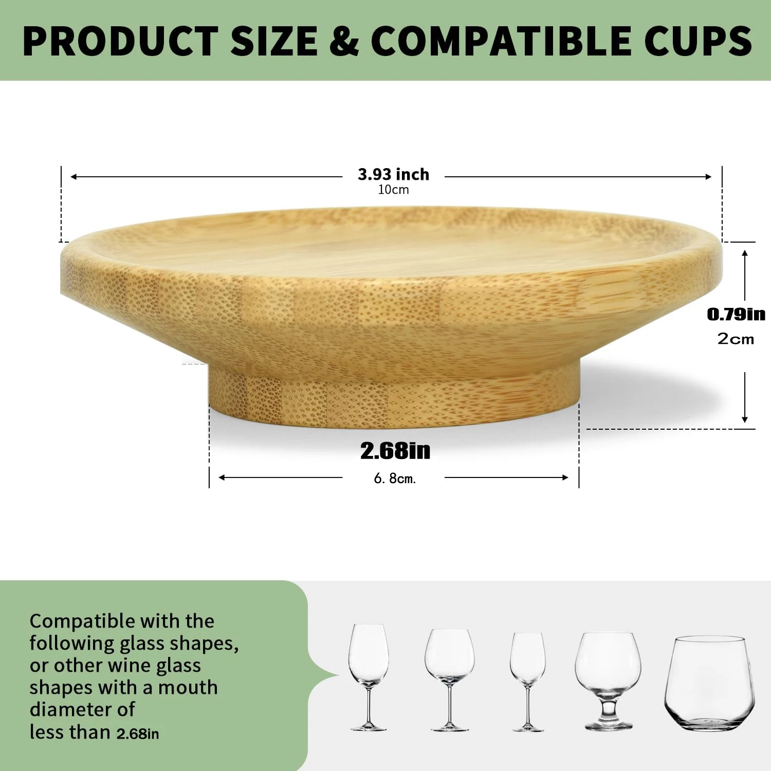 4 Pcs Set Wine Glass Charcuterie Topper Coasters Plate,Natural bamboo Board Topper for Family Gatherings, Restaurants, Bars