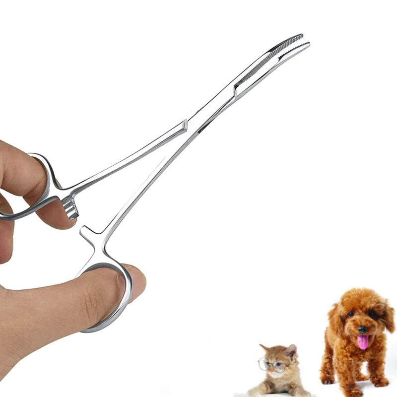 Pet Cat Dog Hemostasis & Hair Removal Tweezers Ear Cleaning Clamp Needle Seat For Pet Hair Cleaning Ear Hair Tweezer Hand Tool