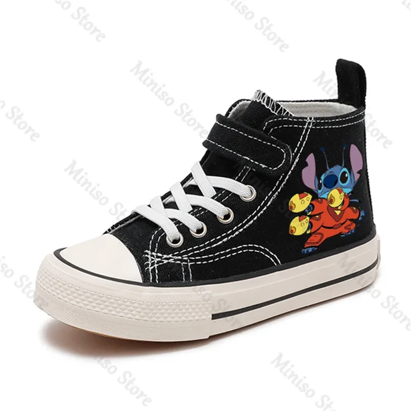 Print Boys Tennis Shoes Canvas Kid Girls Sport kawaii Lilo Stitch  Girl High-top  Disney Casual  Children  Cartoon comfort Shoes