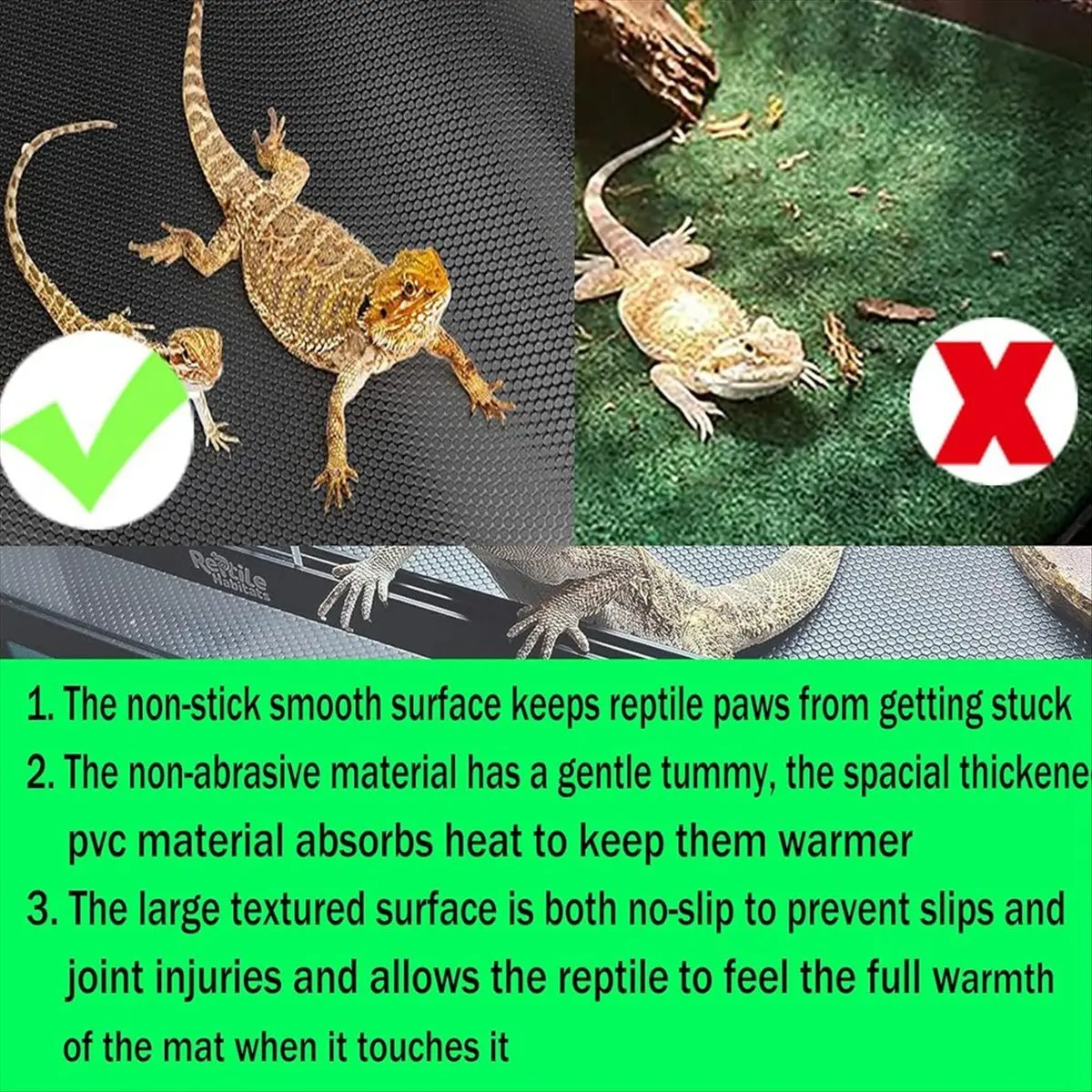 DT38 Extra Large Reptile Carpet, Reptile Mat, Leopard Gecko Substrate,Bearded Dragon Tank Accessories (17.8inch X 118.2inch)