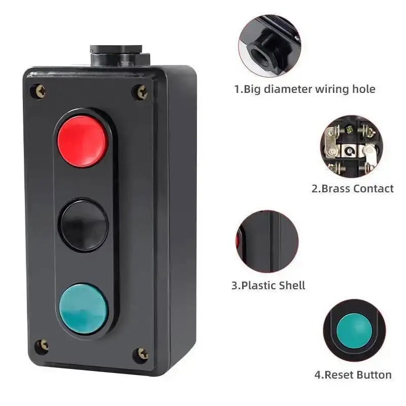 LA4-3H 2H Machine Tool Control Self-Reset Start Stop Forward Reverse Push Button Switch Three-Position Box