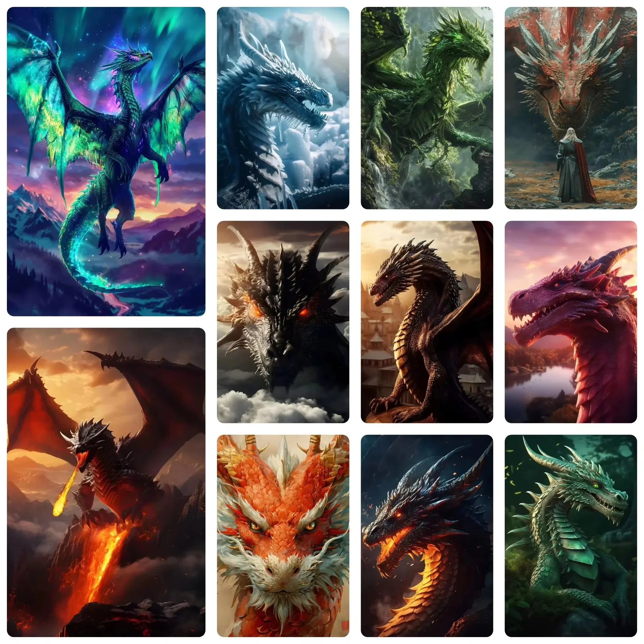 DIY Paint by Numbers Fantasy Mythical Dragon Aurora Volcano for Adults Beginner Canvas Wall Art Home Decor Gift