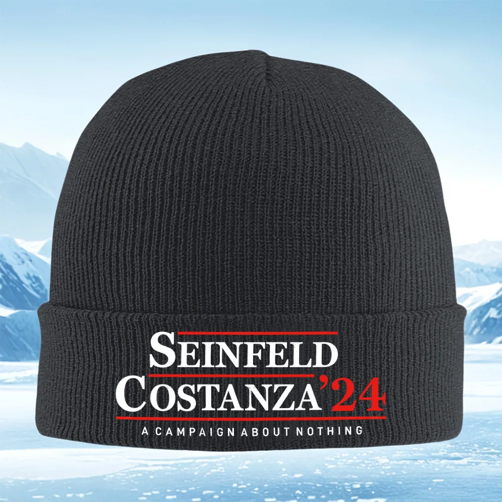 حملة سينفيلد كوستانزا عن لا شيء للرجال والنساء للجنسين قبعة محبوكة قبعة صوفية قبعة شتوية حرارية دافئة لعيد الميلاد في الهواء الطلق