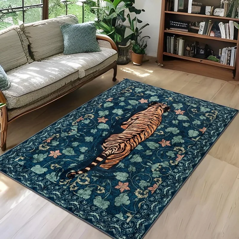 

Nordic Style Living Room Carpet Blue Tiger Print Bedroom Rugs Large Area Machine Washable Non-slip Coffee Table Mats Alfombra 러그