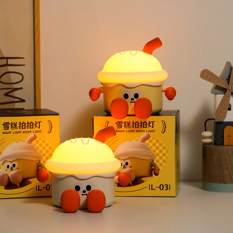 Ночник для мороженого, торта, USB-зарядка, окружающий свет для спальни, прикроватная лампа для сна, мультяшные ночники