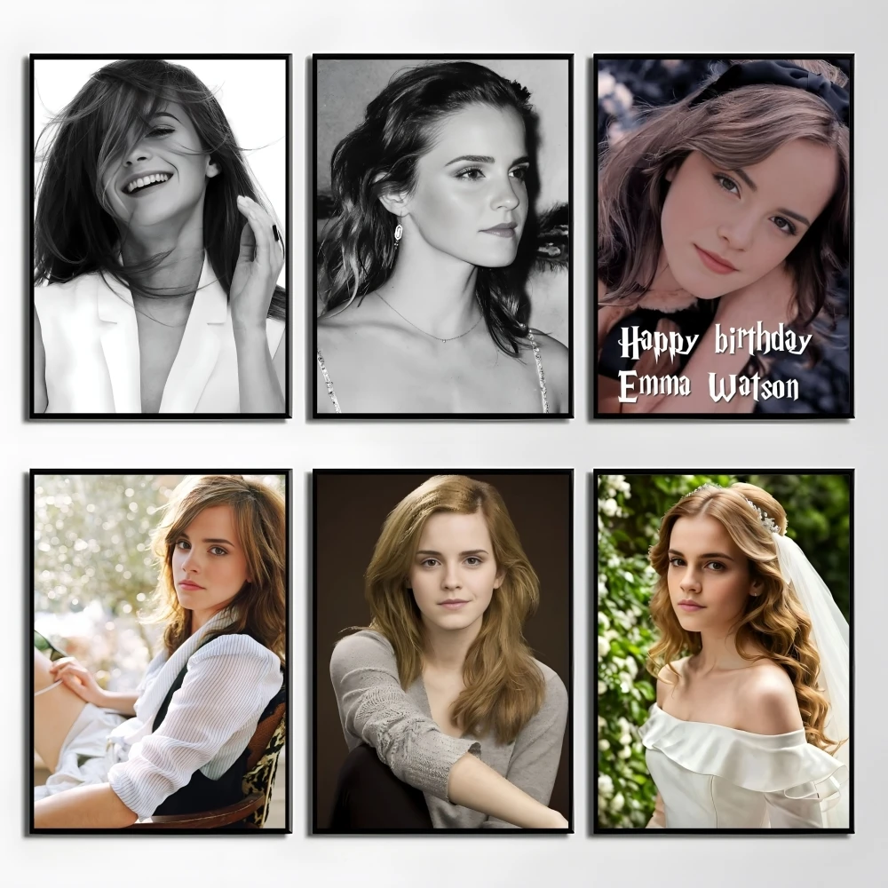 ملصق E-Emma Watson ملصق ذاتي اللصق قابل للإزالة، قشر وعصا جدار الفن للمنزل والمكتب مقهى بار جدار ديكور #1