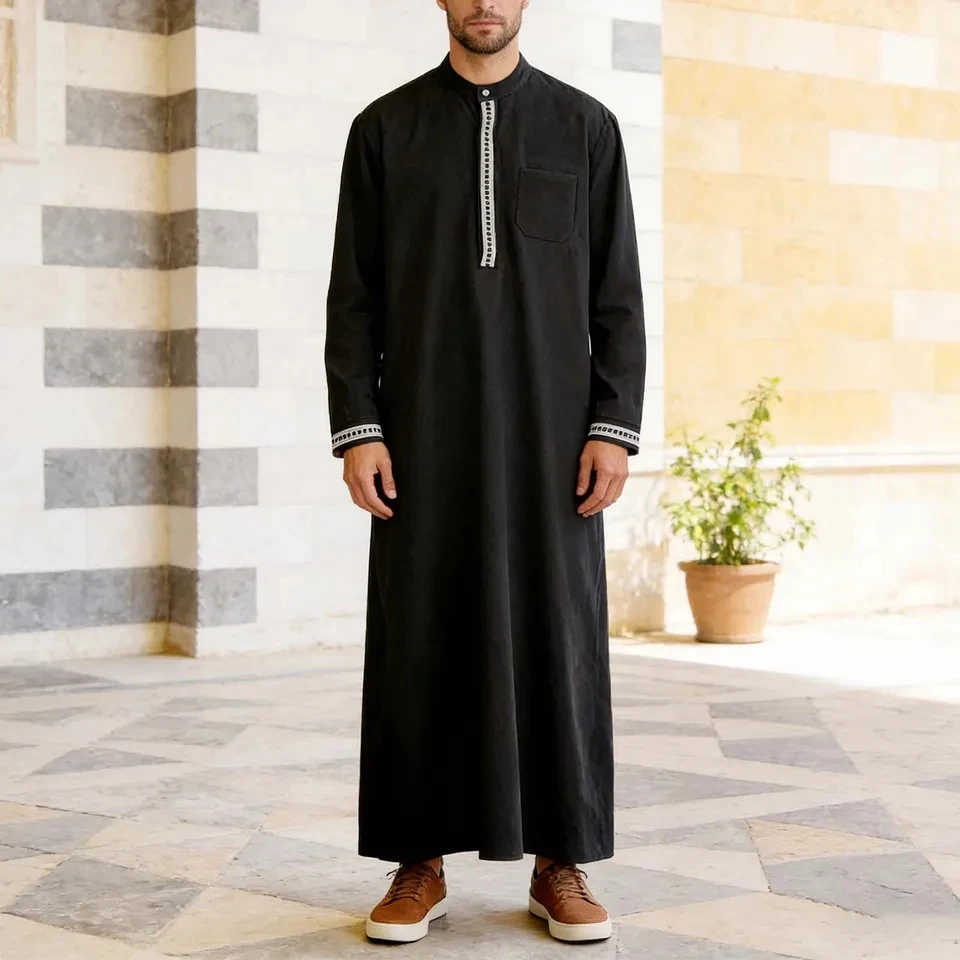 

Islamic Kaftan Men's Muslim Robe Arabic Thobe Ethnic Style Traditional Clothing Saudi Arabia Pakistan Abaya Islam Prayer Clothes