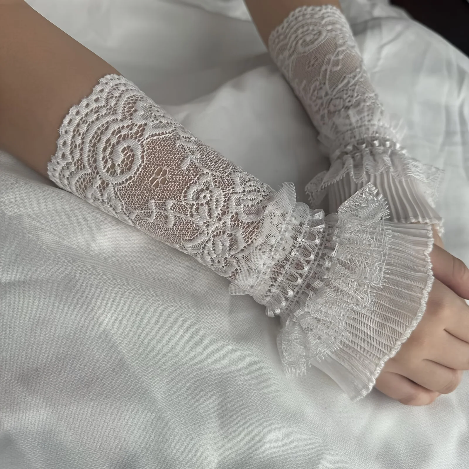 Spitze Hohl Handgelenk Abdeckungen Trompete Blumen Design Dehnbar Gestrickte für Frauen Party Hochzeit Formelle Veranstaltungen Elegante Arm Zubehör