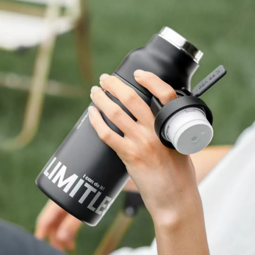 

500ML Stainless Steel Thermos Water Bottle Portable Vacuum Flask No Screw Lid One-handed Push Open Car Sport Bottle