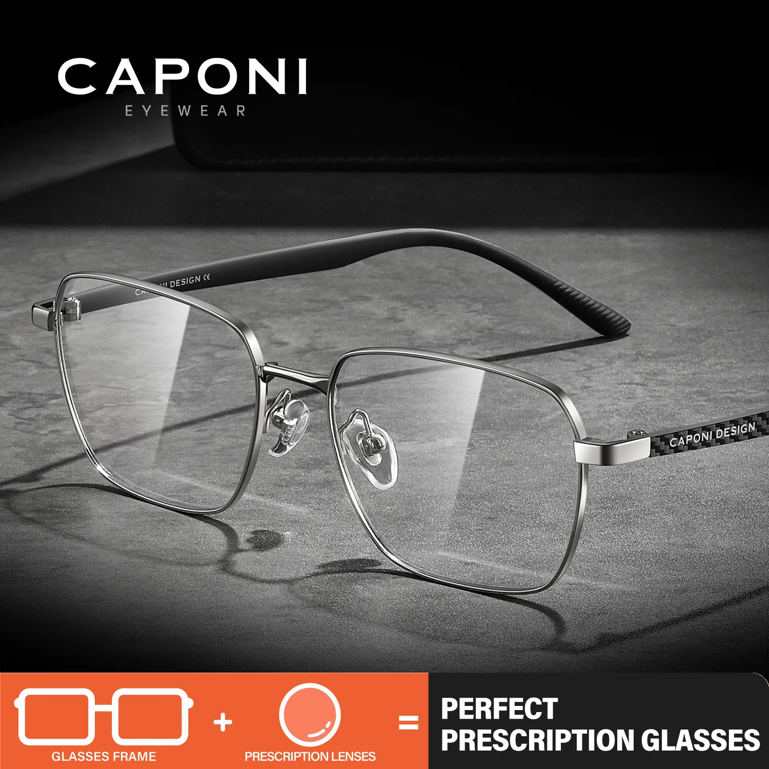 CAPONI Prescription Glasses Man Carbon Fiber Computer Myopia Glasses Optical Photochromic Anti Blue Light Reading Glasses P35622