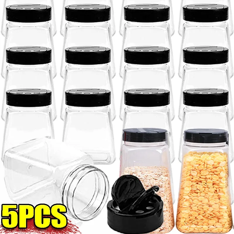 Clear Spices Bottle Portable Seasoning Bottles Salt Pepper Shaker BBQ Condiment Dispenser Jars Organizer Empty Spice Storage Can