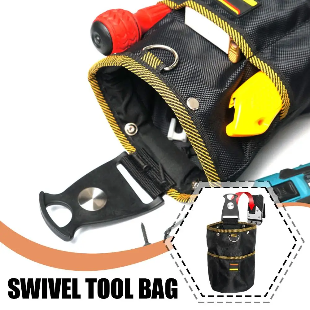 

Rotating Tool Waist Bag Tool Pouch Electrician Parts Waterproof Quick-hanging Woodworking Nail Case Bag Storage Tool Organi M4M9