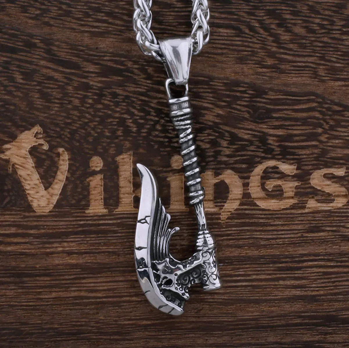 Nordic Vikings Axe Necklace Men's Stainless Steel Fashion Retro Hip Hop Biker Pendant Necklace Amulet Charm Male Jewelry Gift - view 5