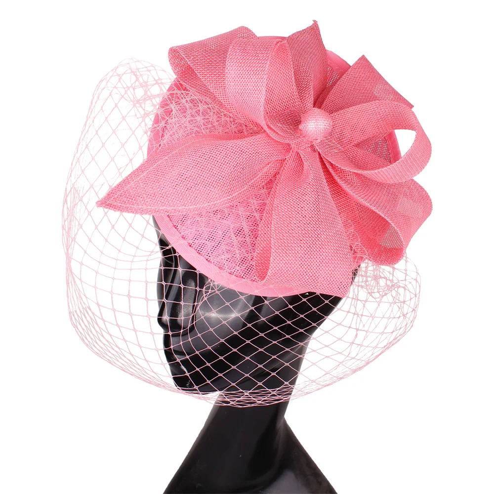 

Elegant Bride Mesh Wedding Fascinator Hat Women Millinery Headpiece Flower Nice Occasion Headwear Hairpin Ladies Party Millinery