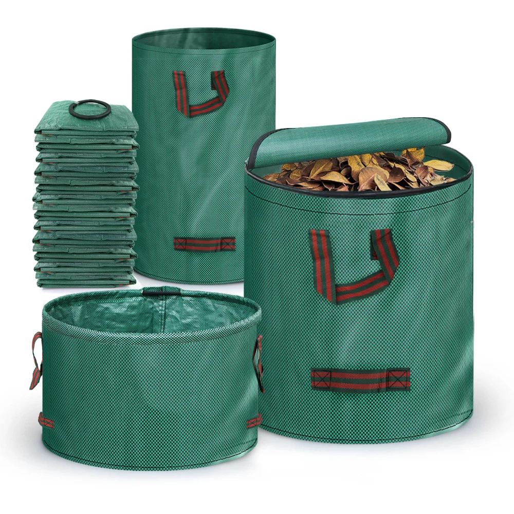 60L/120L/272L/300L/500L PP Tkana torba na liście ogrodowe Zbiórka śmieci Kosz na śmieci wielokrotnego użytku Kosz na śmieci z pokrywką