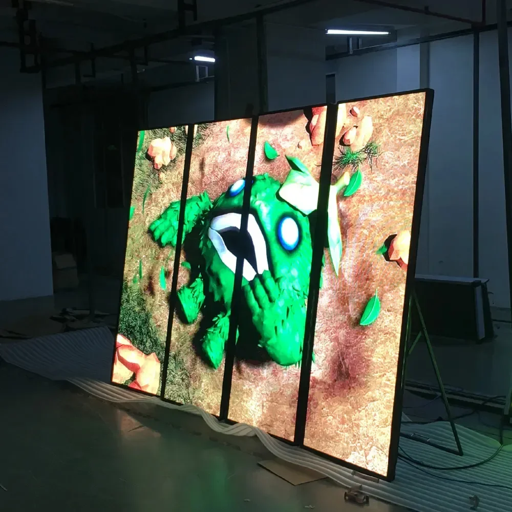 Pantalla LED Plegable para Interiores GOB P1.2 P1.5 P1.8 P2.5, Cartel Digital, Banner Publicitario Portátil, Video Publicitario para Centros Comerciales y Agencias