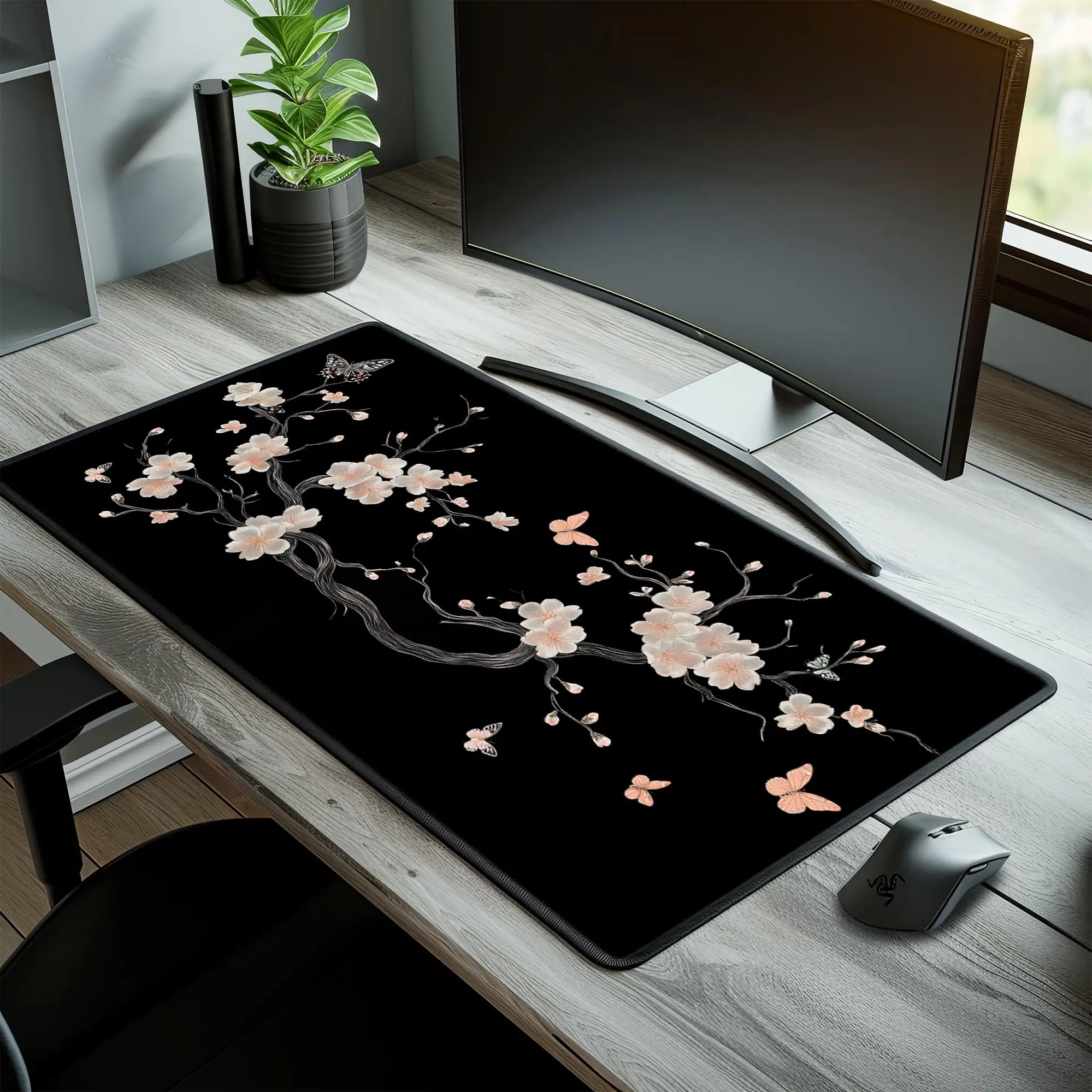 Cherry Blossom Butterfly Deskmat,non-slip and Waterproof Mousepad,minimalist Office Decoration Mat,the Perfect Gift for Friends.