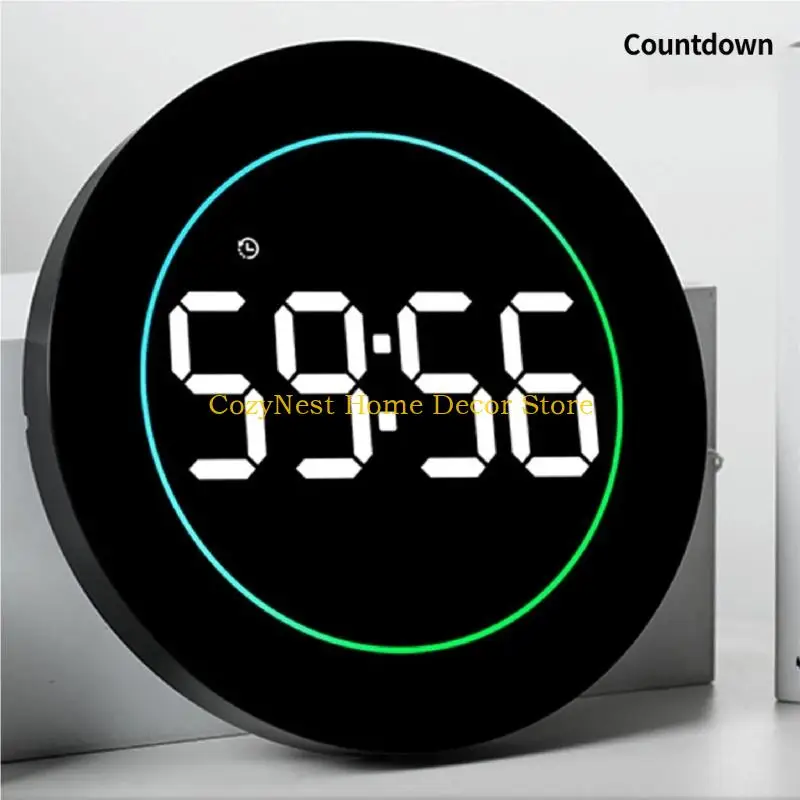 92MF Corded LED Alarm Clocks with Date,Week,Temp,Humidity,Auto DST,Countdowns Large Digital Wall Clock for Living Room Bedroom
