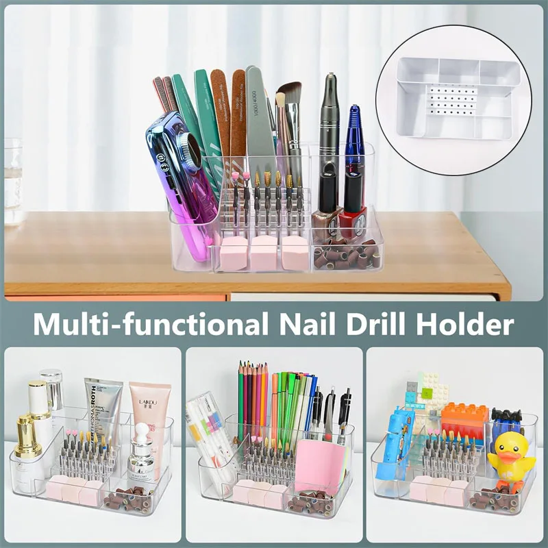 

28 Holes Nail Drill Machine and Bits Storage Box Nail Drill Bit Holder Professional Nail Drill Organnizer Box for Manicure Tools