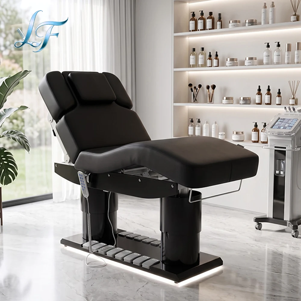 Electric Beauty Lash Bed With 4 Motors Curved Facial Massage Table For Eyelash Salon Spa