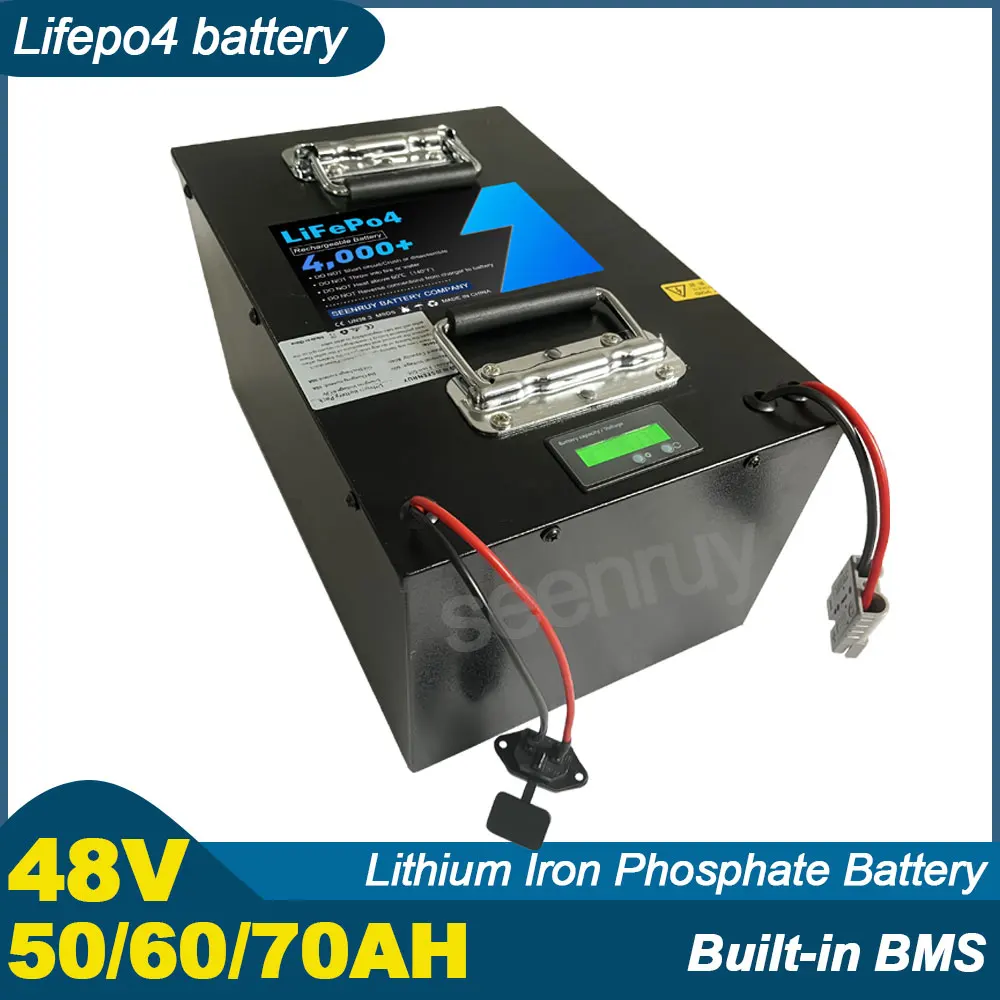 48V 50AH 60AH 70AH Lifepo4 With Charger 30A 50A 80A 100A Lithium Iron Phosphate Battery For Ebike Tricycle Motorcycle Scooter