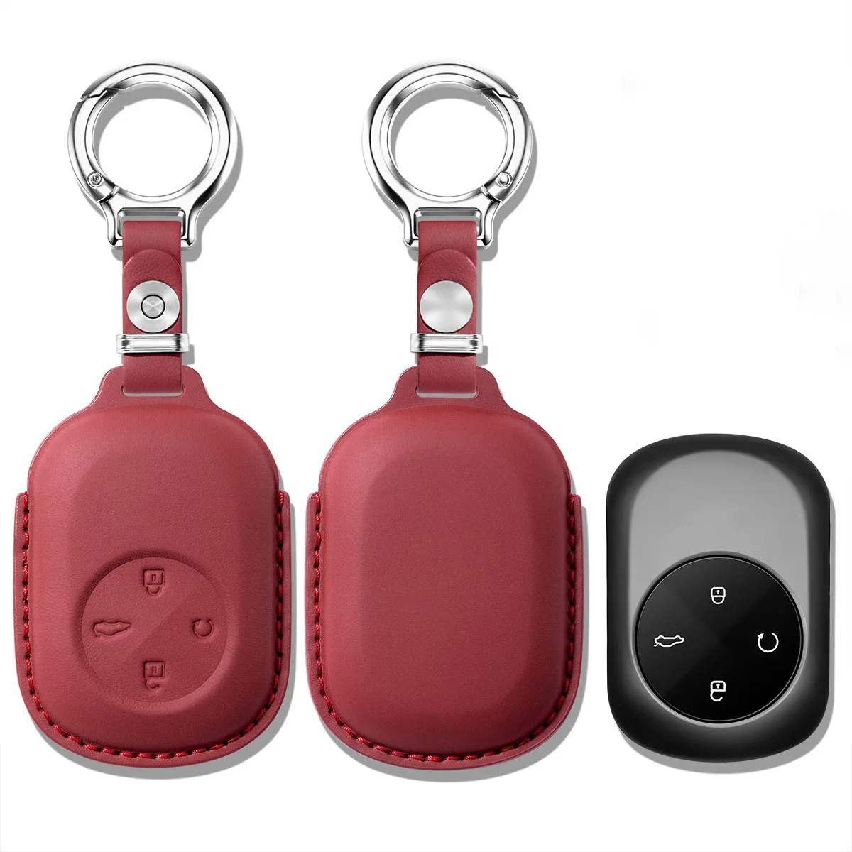 For Chery Fulwin T9 2024 Keyless Remote Shell Keychain Accessories Sheepskin Leather Car Smart Key Case Cover Protector Shell