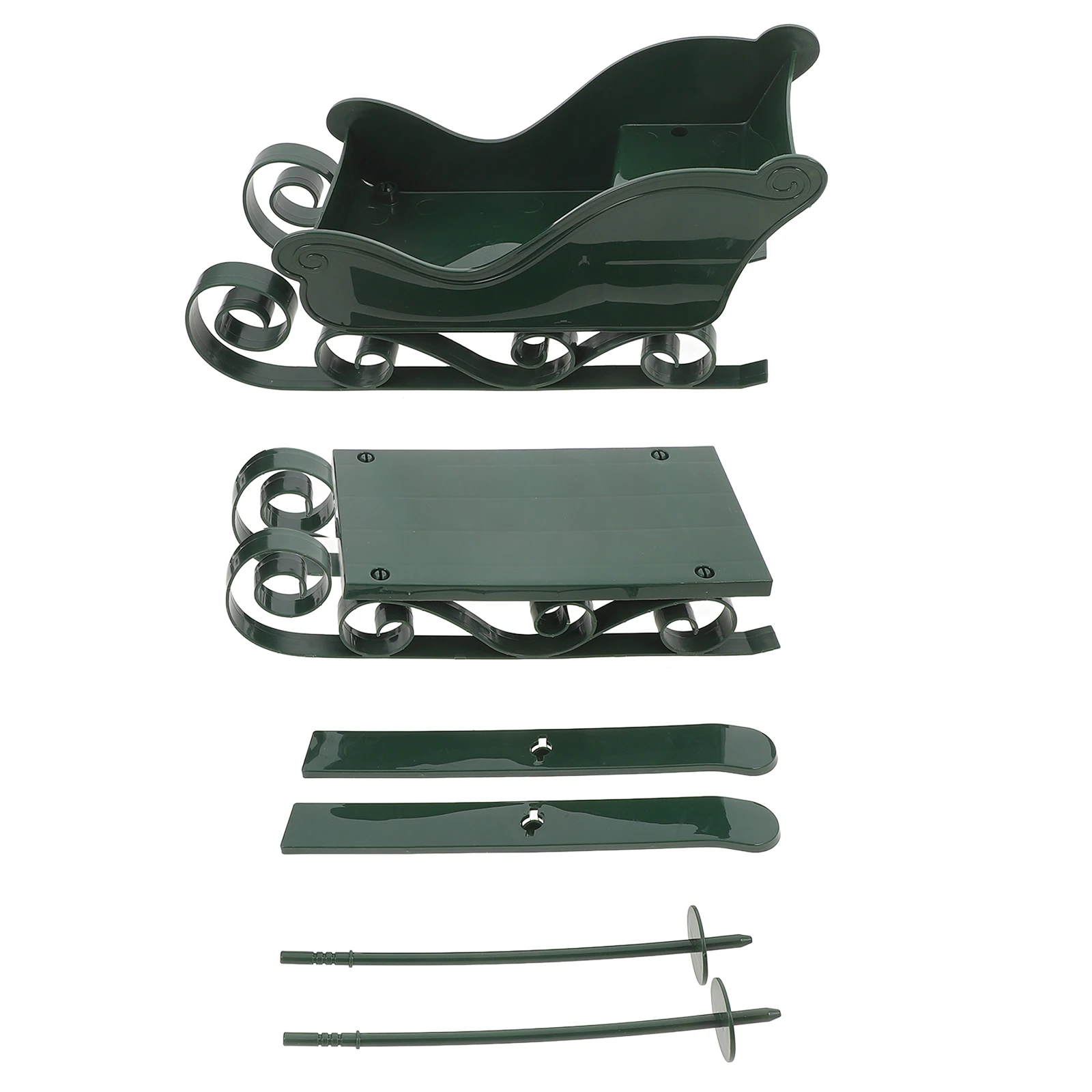 

4 Pieces Green Christmas Sleigh Decorations Plastic Skiing Board Ornaments Party Supplies Desktop Adornment Xmas Gifts Festive