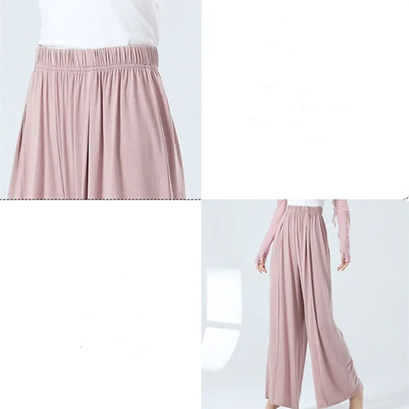 Culotte de dança fluente suave para mulheres, traje de prática de cintura alta, roupa longa clássica, rima corporal, grupo de cuca, novo