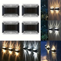 4PCS Warm White LED Solar Step Lamp Path Stair Outdoor Garden Lights Balcony Light Decoration for Patio Stair Fence Light