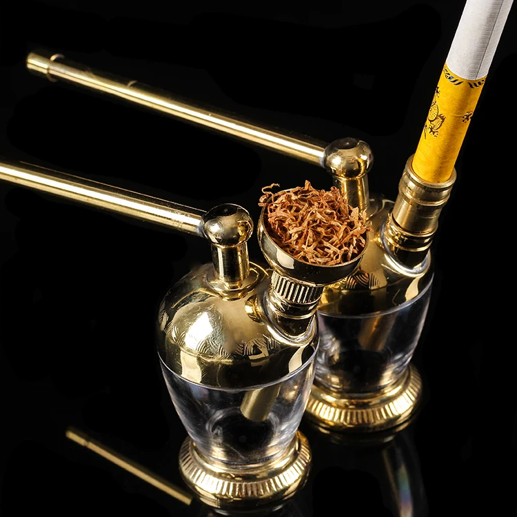 Hand Hookah Mini Hookah Water Pipe Portable Mini Brass Vintage Removable Smoking Pipes Tobacco Pipe Tool ST118