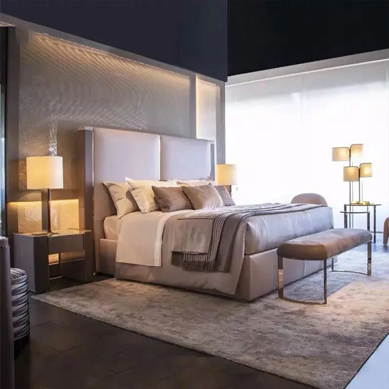 Cama de couro leve e luxuosa