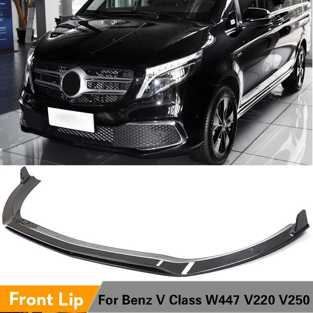 

Front Bumper Lip Spoiler Splitters for Mercedes-Benz W447 V Class V220 V250 2020 Passenger Van Carbon Fiber Front Bumper Lip