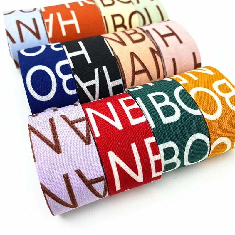 2 Yards 25mm 38mm High Quality Printed Letter Ribbon Polyester Cotton  Gift Wrapping Wedding Decoration Hair Bows DIY image 3