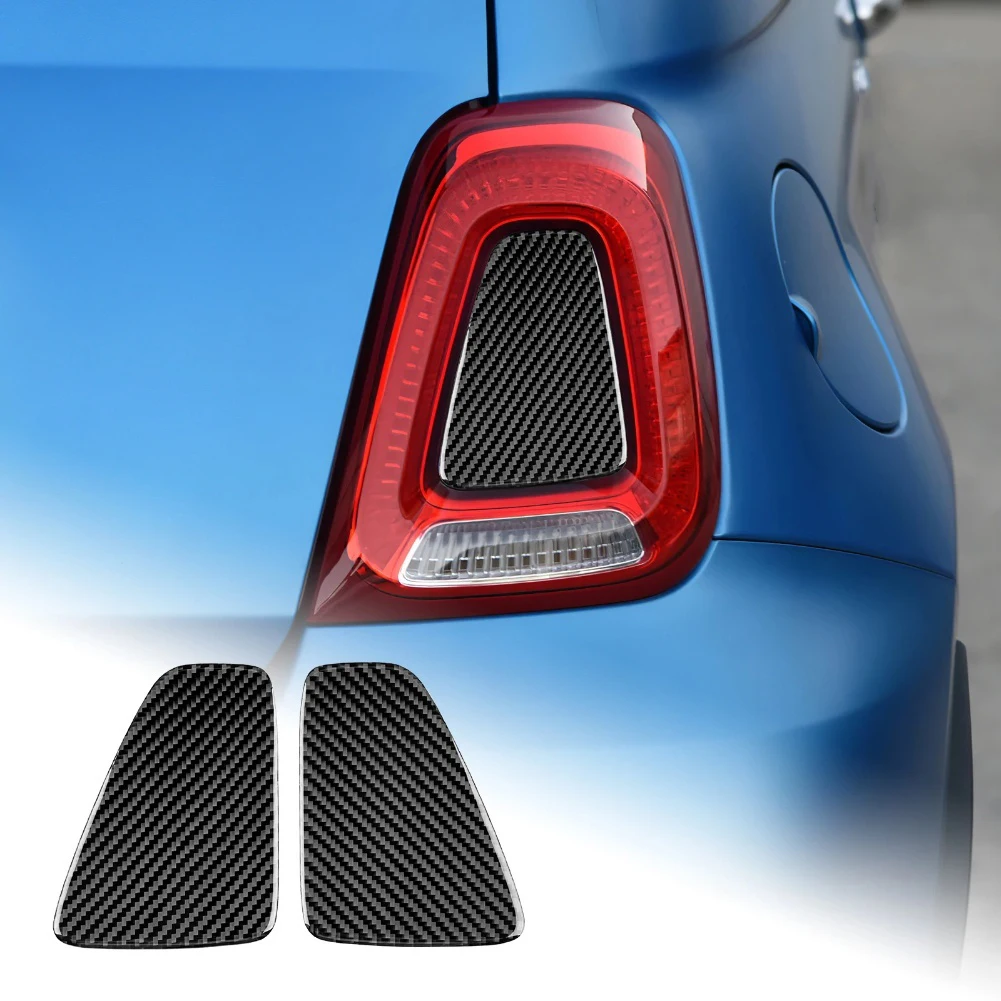 Rear Tail Light Cover Trim in Carbon Fiber for Fiat 500 For Abarth 595 695 2017 to 2023 Protects Tail Light Edges from Damage