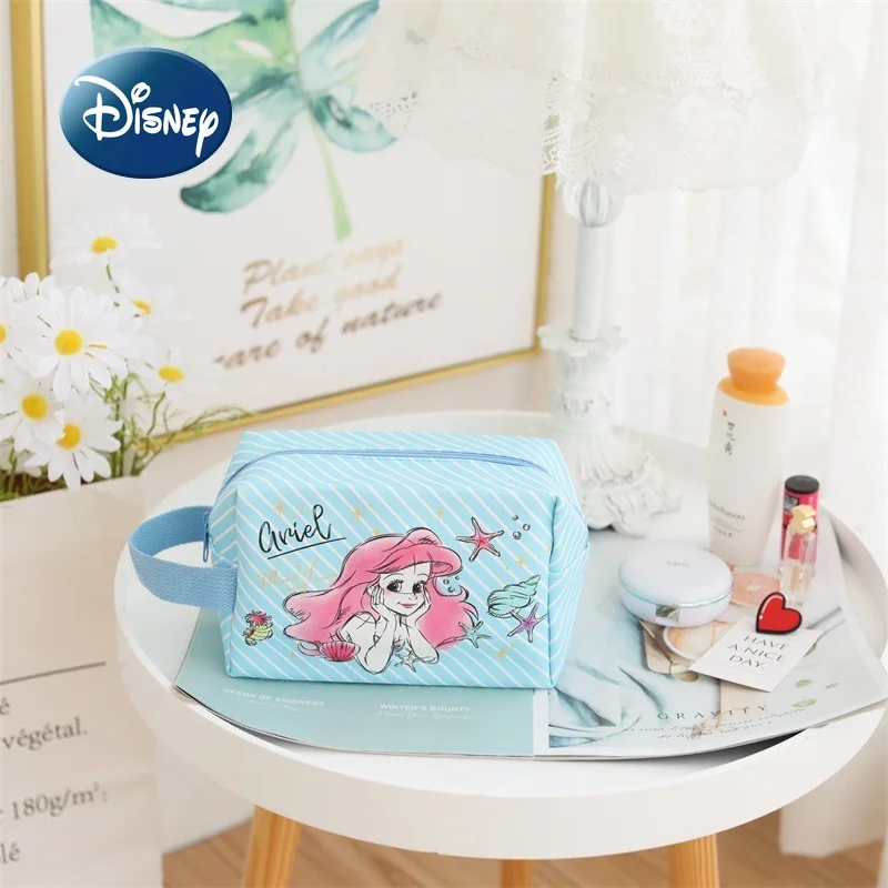 Disney 2022 nova bolsa de cosméticos das mulheres dos desenhos animados bonito moda maquiagem bolsa grande capacidade alta qualidade saco de