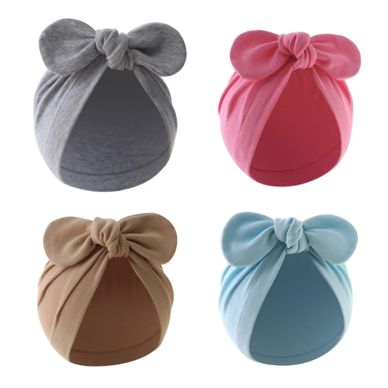 Bowknot Beanie Hat for Baby Muslin Turban Hat Warm Headwear Newborn Photo Props Dropship