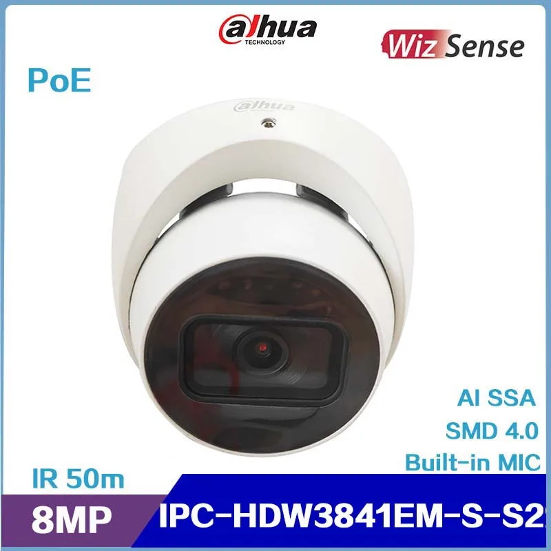 

Dahua IP Camera IPC-HDW3841EM-S-S2 Black Version 8MP IR30m Fixed-focal Eyeball WizSense Network Camera Built-in Mic SMD 4.0