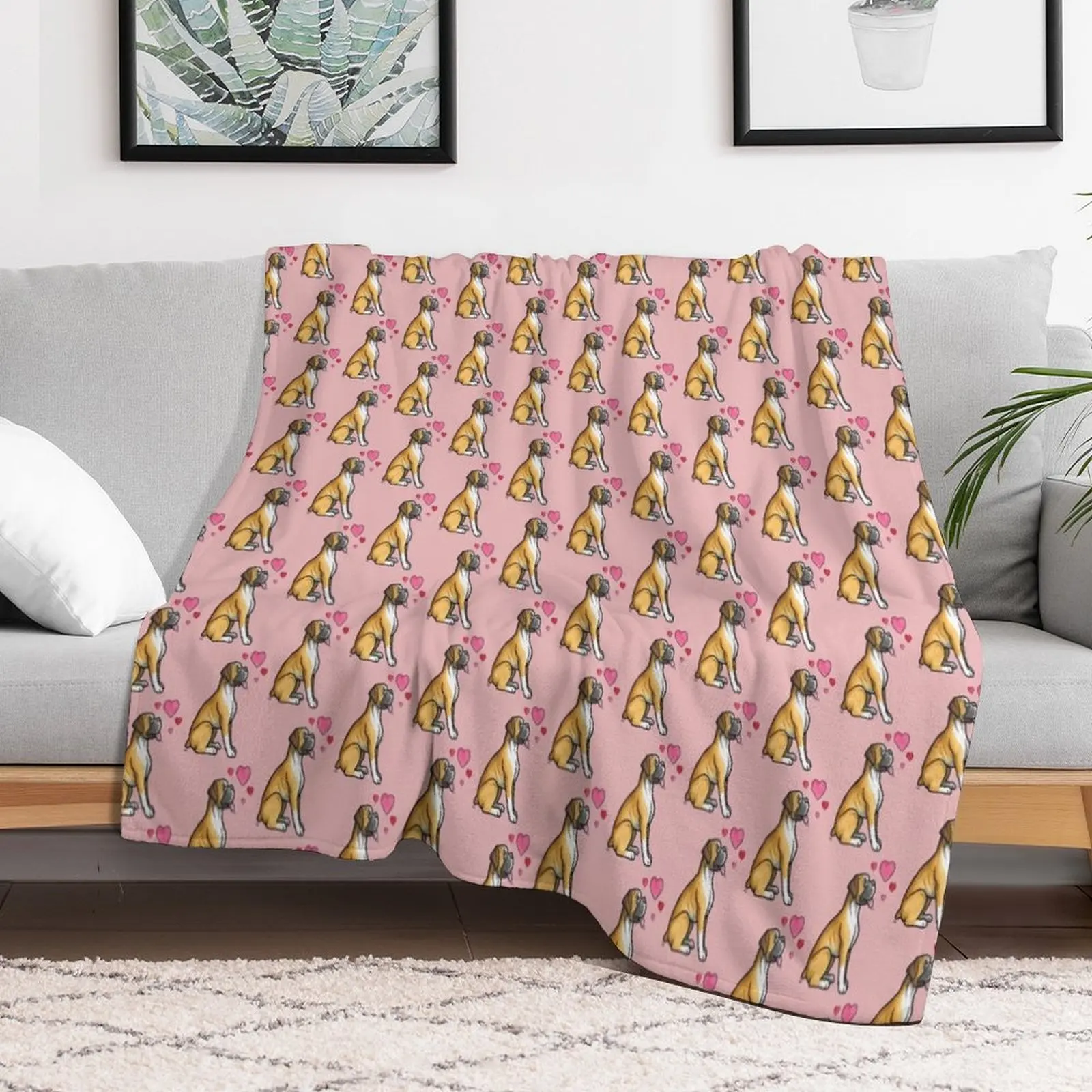 

Boxer dog love Throw Blanket Bed warm for winter Blankets