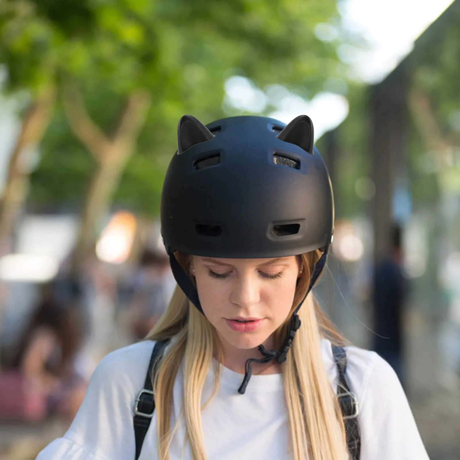 

1 set Decoration Cute Cat Ear Design Easy Install For Motorcycle Bicycle Women'S Riding Accessory Cartoon Ornament