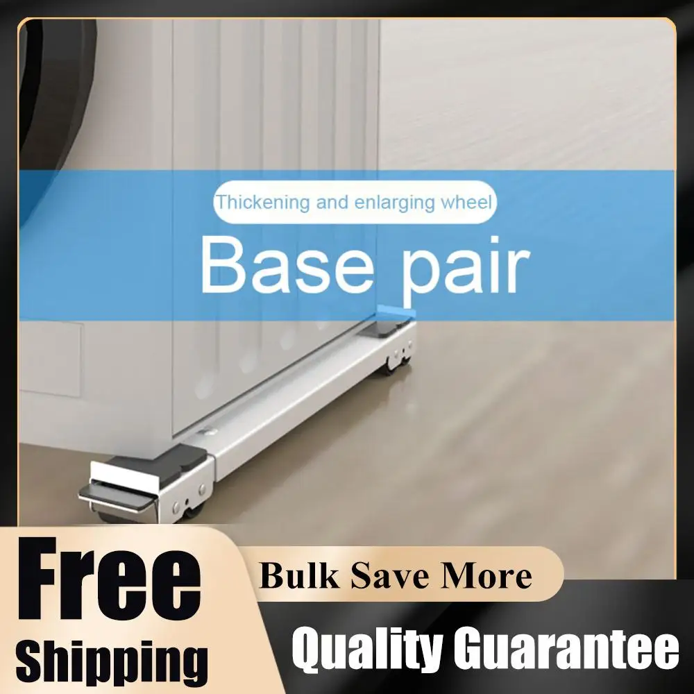 2pcs Movable Washing Machine Stand Adjustable Furniture Dolly Mobile Roller Anti-slip with Wheels Home Furniture Moving Roller
