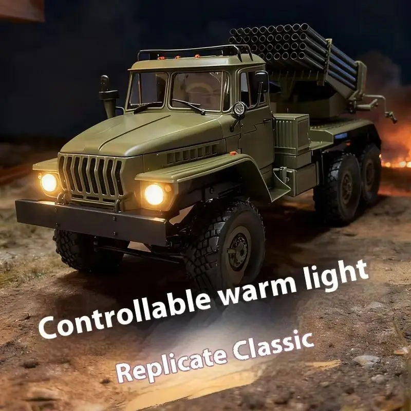 รถบรรทุกทหารบังคับวิทยุ WPL B36-2 1:16 พร้อมปืนยิงจรวดโลหะ BM-21 Grad 6x6 เกียร์ 2 สปีด พร้อมไฟจำลองและระบบถอยหลัง