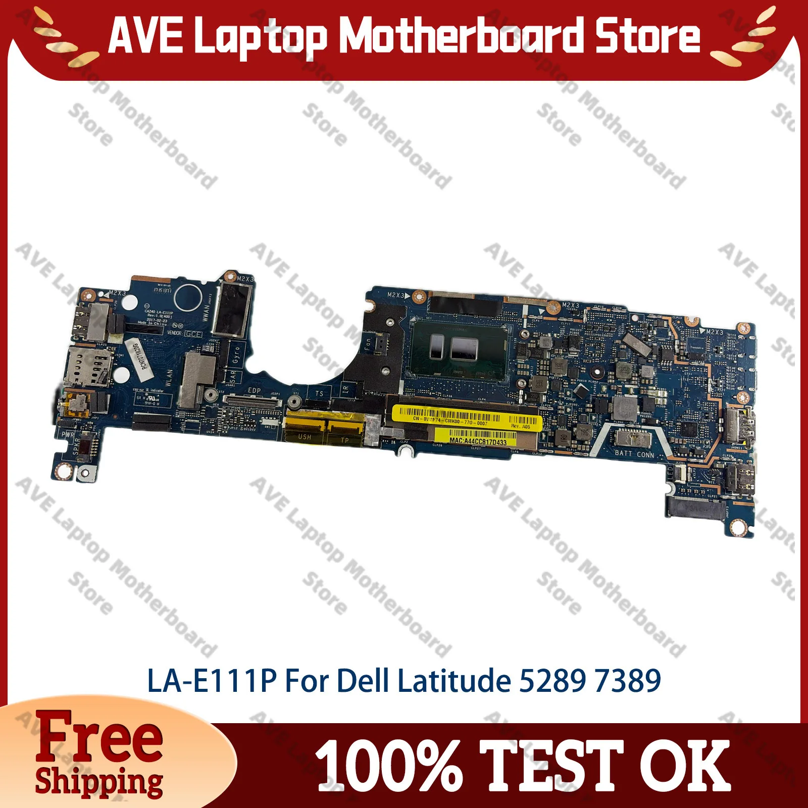 la-e111p-mainboard-for-dell-latitude-12-5289-13-7389-notebook-i3-i5-i7-7th-gen-cpu-4gb-8gb-16gb-ram-cn-0xy712-caz40-100-test