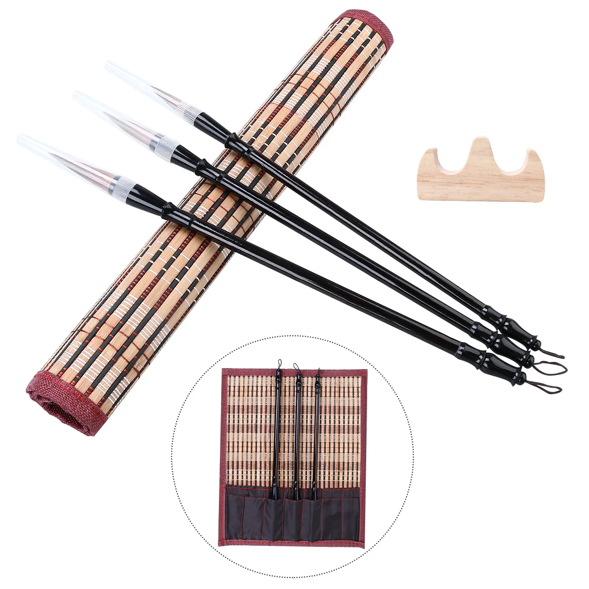 

Chinese Calligraphy Brush Set Traditional Wolf Hair Drawing Writing Brush Black Brown 28Cm 272Cm 268Cm Wood Handle for Sumi