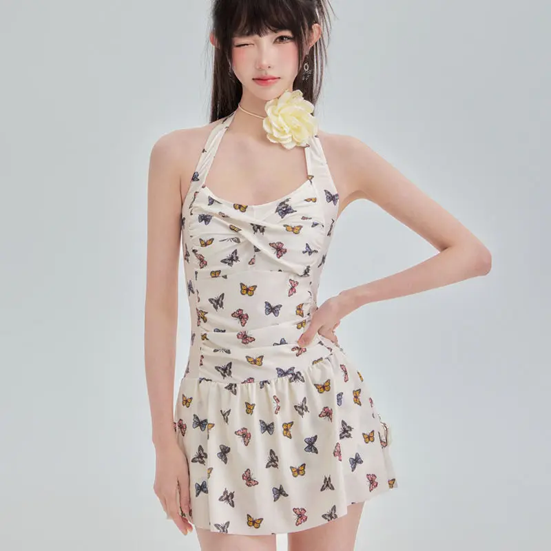 New Women's One-piece Flat Corner Conservative Korean Version of Hot Spring Small Fresh Skirt Swimsuit