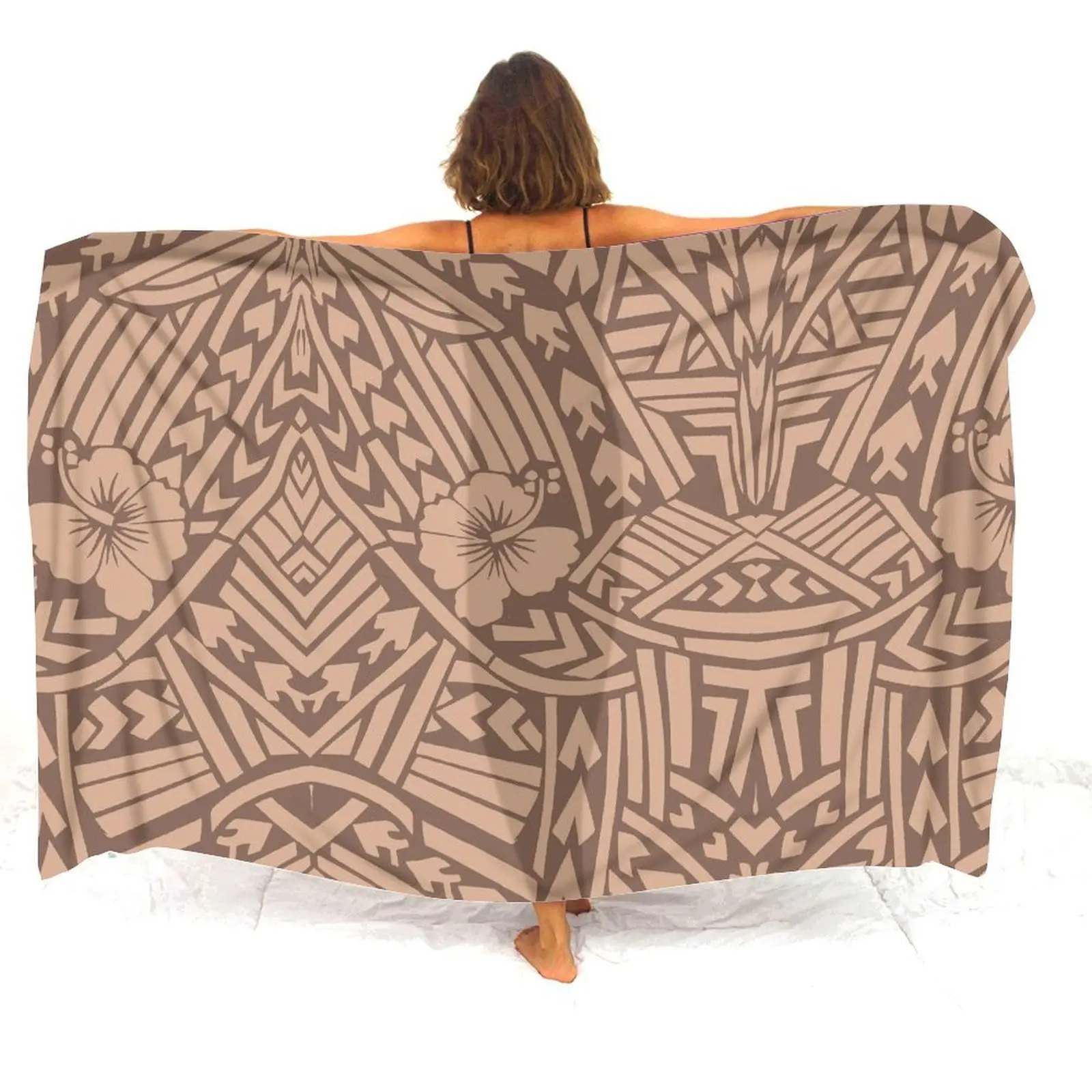 

Polynesian Custom Beach Sarong Women Floral Artistic Print Shawl Skirt Lightweight Tropical Vacation 2025