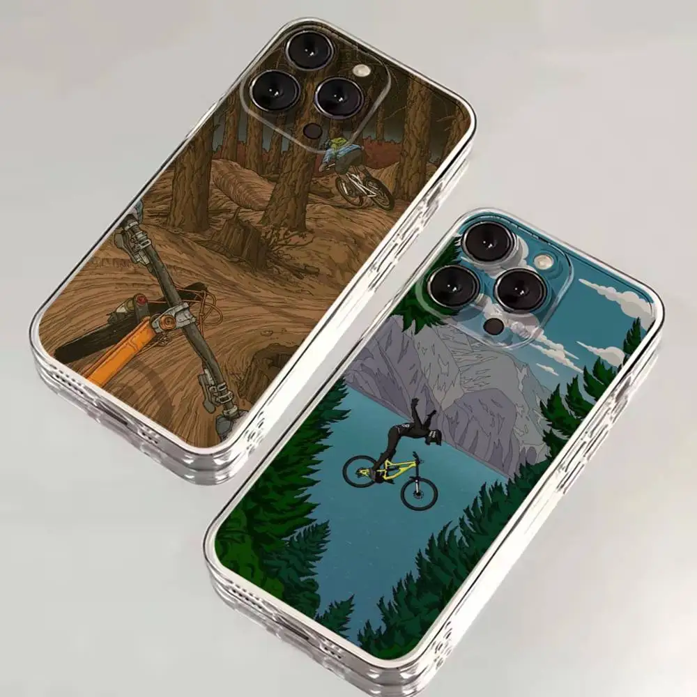

Mountain bike MTB Phone Case For iPhone 16,15,14,13,12,11,17 Pro,Max,Plus,X,XS,XR,SE,Mini Transparent Soft Cover