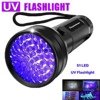 12/21/51 LED Protable UV Flashlight Black Light 395 NM Ultraviolet Torch Blacklight Detector for Dog Urine Pet Stain and Bed Bug