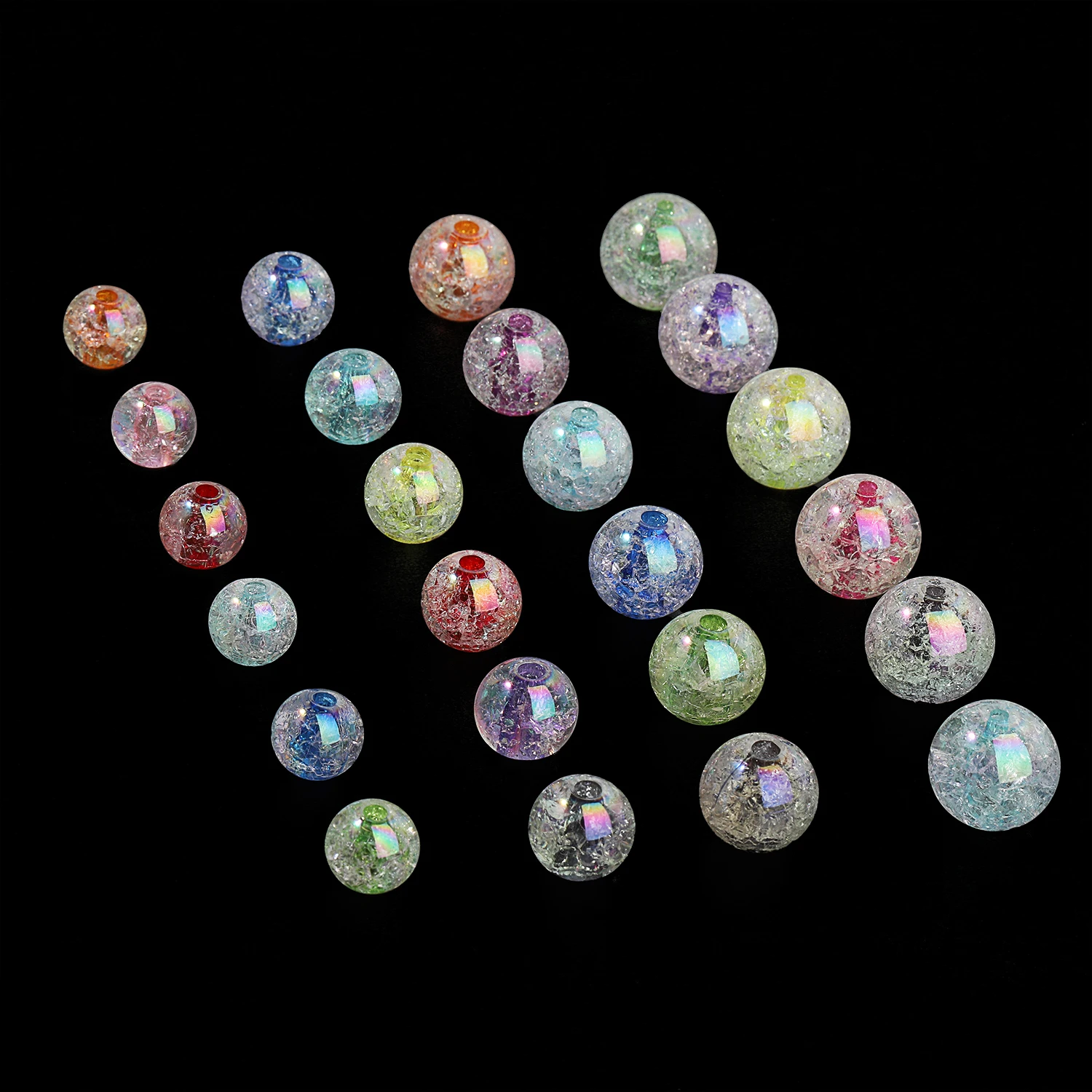 14-20mm Cracked Crystal Acrylic Beads Transparent Multicolor Round Beads for Jewelry Making DIY Needlework Bracelet Necklace